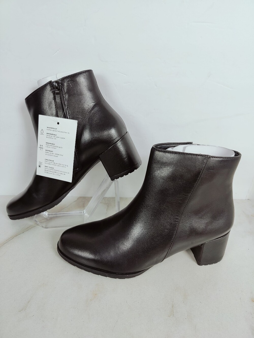 NIB Naturalizer Bay Weatherproof Ankle Boots Booties Black Leather, Sz 8.5